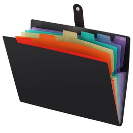BTYMS 7-Pocket Expanding File Folder with Rainbow Interior 32.5x24cm Document Folder– Letter Size Accordion File Organizer, Durable Document Organizer for School, Office, Home Supplies (Black)