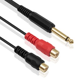 Maxhood RCA to 1/4 inch Adapter, 6.35mm Mono Audio Jack to 2RCA Splitter Cable, 1/4 inch Jack to RCA Adapter Cable Gold Plated for Audio Adapter for Mixer, Amplifer 20cm / 7.8inch