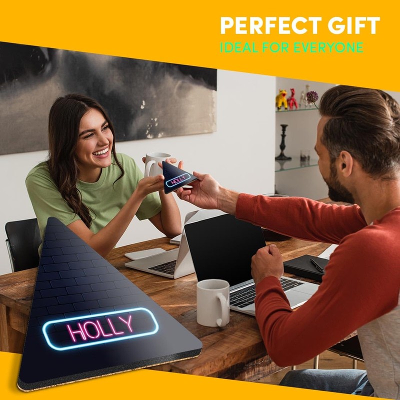 4 x Triangle Coasters - Neon Sign Design Holly Name