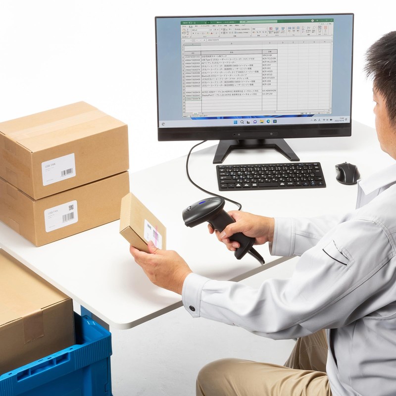 Sanwa Supply BCR-1D9BK 1D CCD Barcode Reader (with Stand)