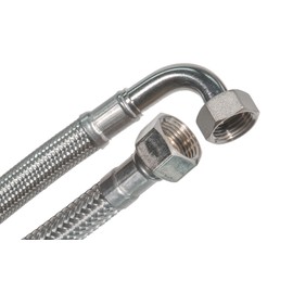 SFX® Reinforced Hose 100 cm Reinforced Hose – 3/8 Inch Nut x 1/2 Inch Nut with 90° Bend Connection Hose Extension Hose Drinking Water Hose Connection Hose 1000 mm