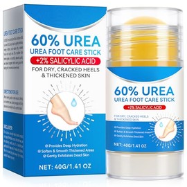 Crema en barra de urea para pies, 60% crema de urea con 2% ácido salicílico para el cuidado de pies en barra hidratante para talones secos agrietados,