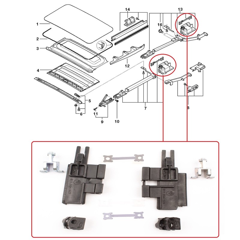 Twowinds - Sliding Roof Lifting Hinge Repair Kit for E39