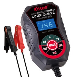 KATBO Battery Charger, 2Amp Battery Maintainer, car Battery Charger 6V 12V, trickle Charger for Car Battery, Motorcycles, Lawn Tractors, Marine AGM, Gel, SLA,Wet