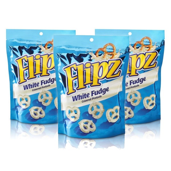 Flipz White Fudge Covered Pretzels 3.25 oz Pack of 3 Bags