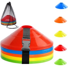 Pack of 25 Marker Cones, Football Cones with Locking Strap and Bag Sports Cones for Football Training