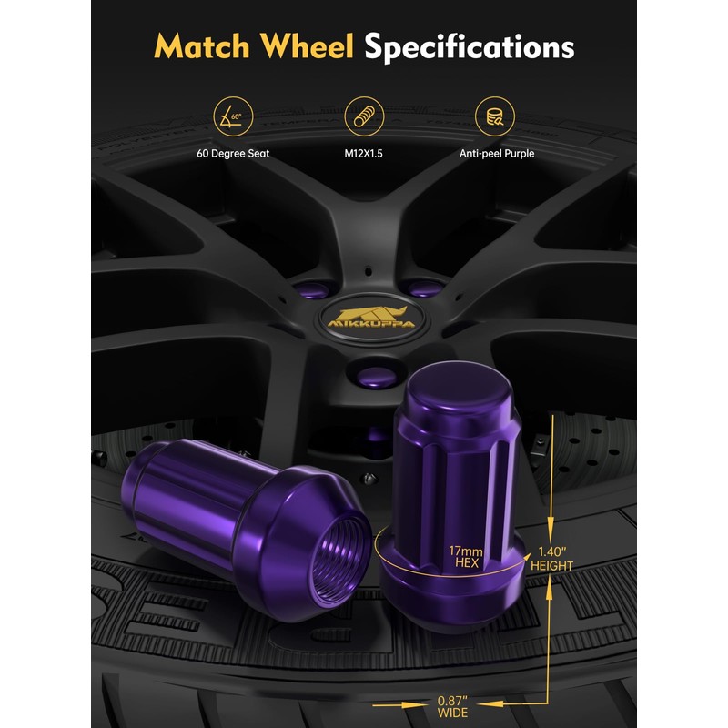 MIKKUPPA M12x1.5 Lug Nuts Purple - Replacement for 1994-2013 Chevy