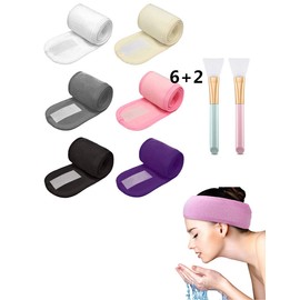 6 Piezas Diadema SPA Diadema para Maquillaje Diadema Facial de SPA Diademas de Pelo Anchas Diadema para SPA Bandas para la Cabeza Diadema para Sudor con Envoltura para el Cabello Headbands Scrunchies Elastic Hair Banda para el Cabello Wrap Sweat Makeup T