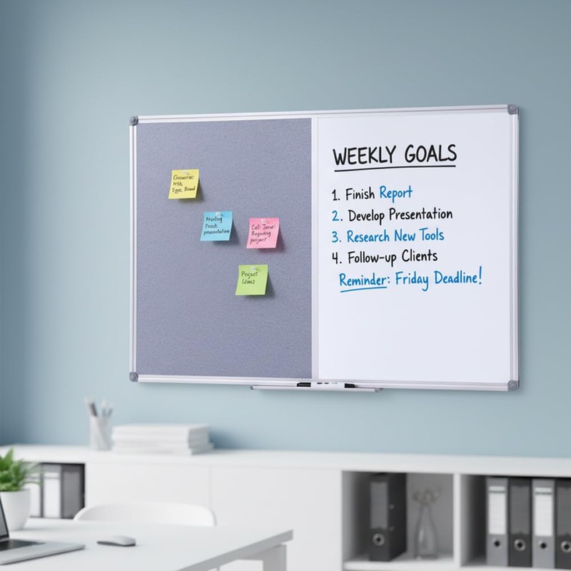 DexBoard 36 x24 inch Cork & Dry Erase Combo Board