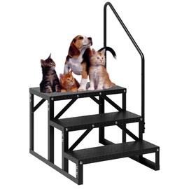 GarveeTech 3 Step RV Steps with Handrail, 660 lbs RV Stairs Handrails Ladder with Anti-Slip Panel, Portable Stairs Steps for RV, Mobile Home, Hot Tub, Outdoor