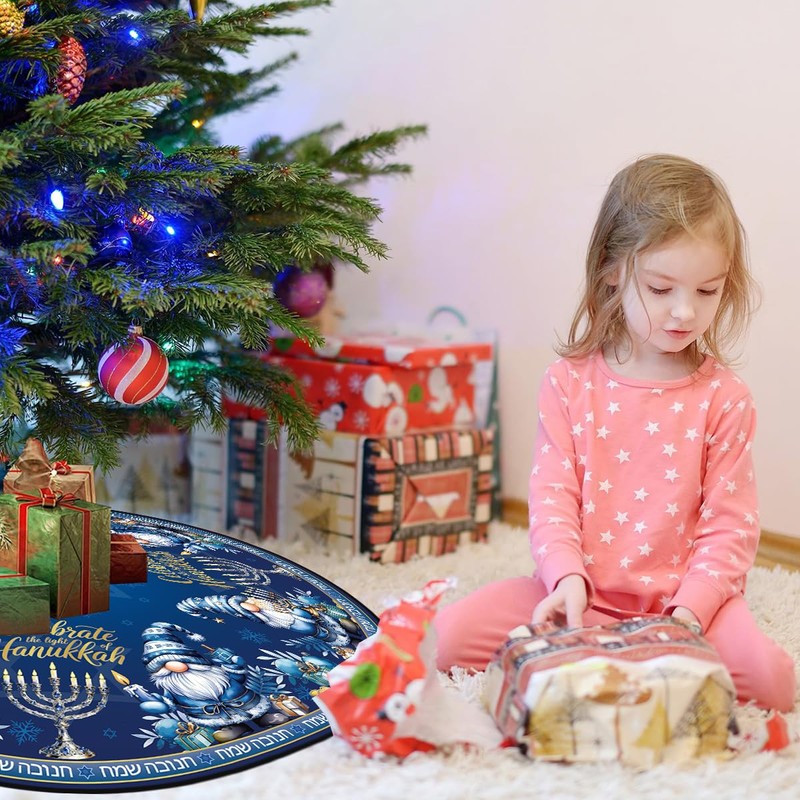 Hanukkah Tree Skirt 48'' Chanukah Tree Collar Blue Star of