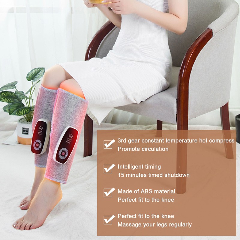 Air Calf Compression Massager Heating Kneading Automatic Adjustable 3 Gears