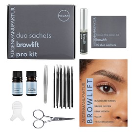 Augenmanufaktur Browlift Starter Kit - 3D Eyebrow Lifting Set 7-Piece Primer Lotion Doublefiller Glue Scissors Tweezers Brush - 10 Applications
