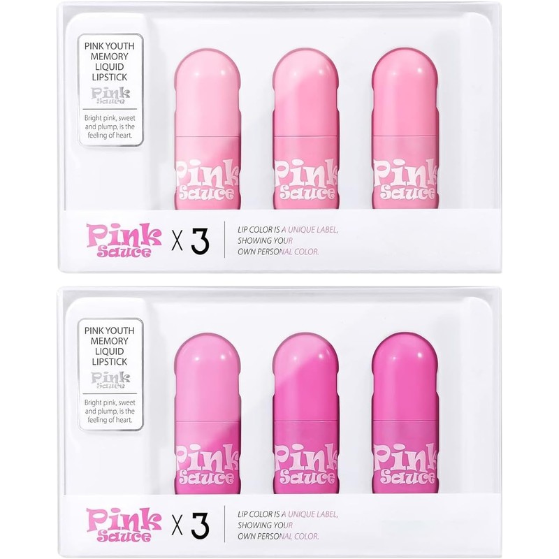 Juego de 3 pintalabios rosa con efecto espejo, resistente al