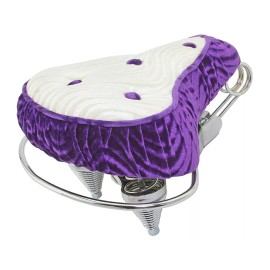 Vintage Lowrider TwoTone Cruiser Bicycle Button Velour Saddle Bike Saddle. - Purple/White