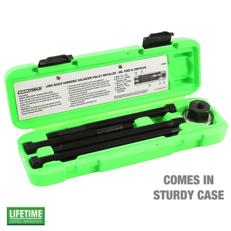 OEMTOOLS 37306 Long-Reach Harmonic Balancer/Pulley Installer Kit, Extra Long Forcing