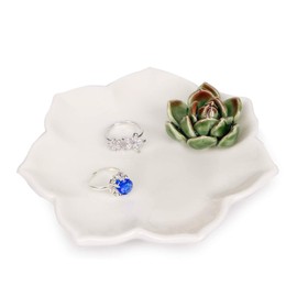 Kimdio Ring Holder Succulents Jewelry Dish Trinket Tray Necklace and Earring Holder for Women Home Decor Birthday Wedding Gift for Mom, Friend, Girlfriend
