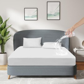 DUJUIKE Fitted Sheet, Fitted Sheet Waterproof, Mattress Protector, Waterproof, Moisture-Resistant, Soft and Breathable, Suitable for Mattresses with a Height of 20-40 cm (White, 150 x 200 cm)