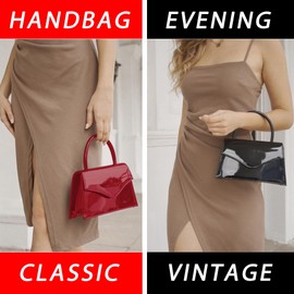 Milisente Women's Evening Bag Bridal Party Clutch Purses Cocktail Prom Handbags with Patent Leather (Red Patent)