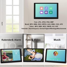 Digital Picture Frame, 10.1 Inch Photo Frame with 32 GB USB Stick, Motion Sensor, 1920 x 1080 IPS Screen, Calendar, Timer Switch, Photo/Video/Music Player, Electronic Picture Frame, Wall Mountable
