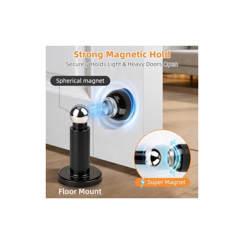 Tope de puerta magnético, tope magnético ajustable para puerta, resistente,