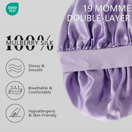 ZIMASILK Adjustable 100% Mulberry Silk Bonnet for Sleeping Women with Button Strap – Double Layer Silk Hair Bonnet, Luxury Night Cap for Hair & Skin Care (1Pc, Purple)