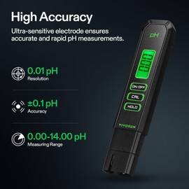 VIVOSUN Digital pH and TDS Meter Kits, 0.01pH High Accuracy Pen Type pH Meter ± 2% Readout Accuracy 3-in-1 TDS EC Temperature Meter for Hydroponics, Pool and Aquarium, Black White, UL Certified