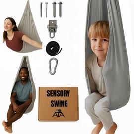 ATA zooz Sensory Swing Indoor & Outdoor - Therapy Swing for Kid and Adult Holds Up to 300lbs | Kid Swing - Kids Hammock | 59"x59" Swing | Cotton Spandex Polyester Unique Composition (Grey)