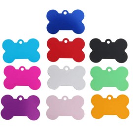 30Pcs Pet ID Tags, BetterJonny 10 Colors Bone Shape Blank Dog Tag Pet Name Phone Number Label for Dogs and Cats (38MM)