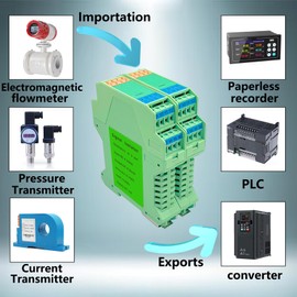 Signal Isolator DC 24V,PLC Detect Signal Conditioner,Module Analog Output(1 in 2 Out 4-20mA Turn 4-20mA)