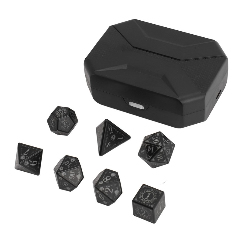 7pcs Electronic Dice LED Rechargeable with Charging Compartment Light Up