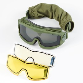 Lancer Tactical AERO Airsoft Tactical Safety Goggles -3mm Dual Pane Lens, Anti-Fog Glasses for Hunting and Cycling (Green)