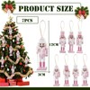 6pcs 12cm Pink Wooden Christmas Nutcracker Soldier Ornaments, Christmas Tree
