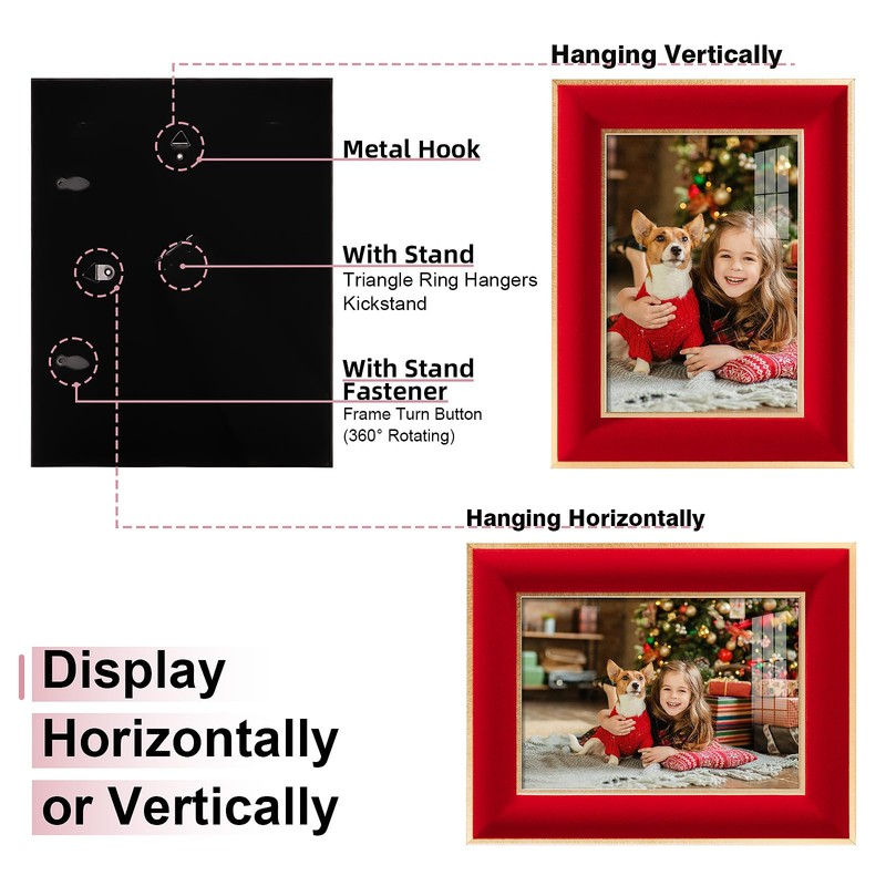 KSROECUD 5x7 Velvet Picture Frame, Red Photo Frames with Modern