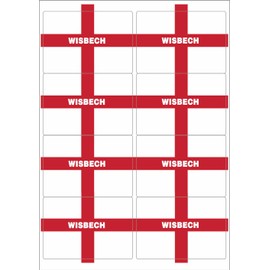 Wisbech England Flag Rectangular Matt Paper Stickers A4 Sheet of 8 (Each Sticker is 99mm x 68mm)