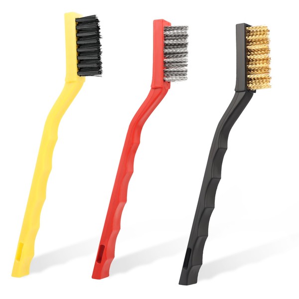 Set of 3 Wire Brushes, Small Wire Brush Set, Steel