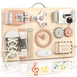 Joyreal Montessori Busy Board - Educational Toy, 1, 2, 3 Years, Birthday Gift, Toy for Girls, Boys, Children, Wooden Toys, Fingertip Education, Early Development