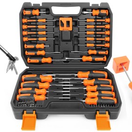 Amartisan 86-Piece Magnetic Screwdrivers Set with Case, Includs Slotted, Phillips, Hex, Pozidriv,Torx and Precision Screwdriver Set, Magnetizer Demagnetizer Tools, Tools for Men
