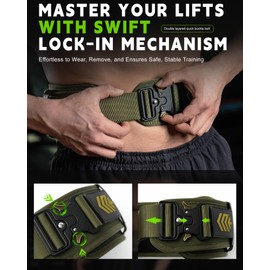 MANUEKLEAR Weight Lifting Belts for Men and Women, Gym Weight Belt with Carabiner Quick Locking, Double-Layer Weightlifting Belt for Workout Squat Powerlifting Deadlift