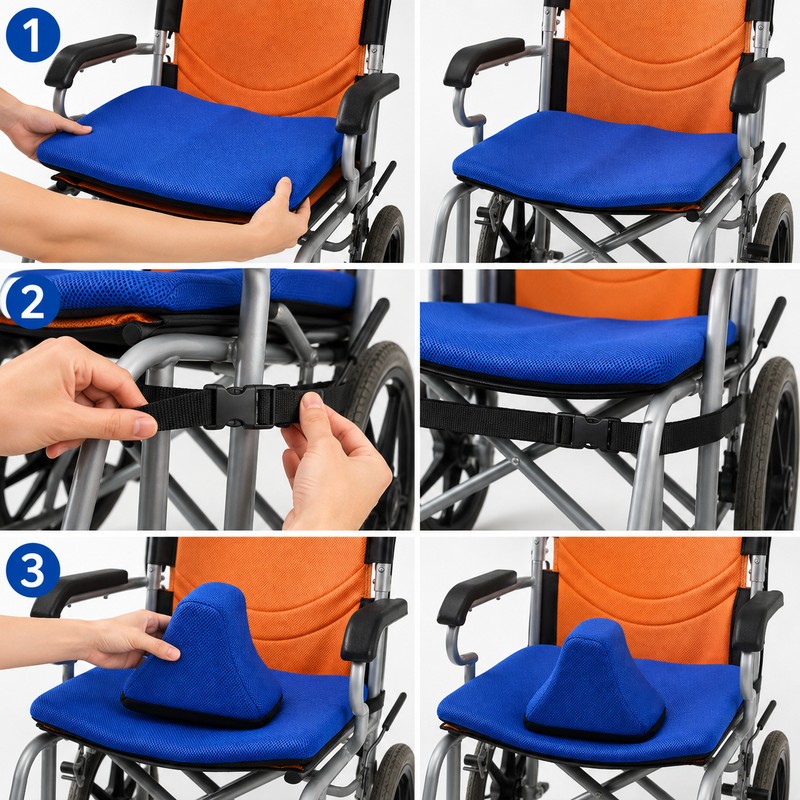 Wheelchair Seat Cushion with Adjustable Positioning Limiter – Removable Washable