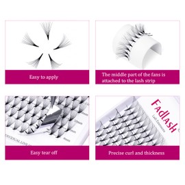 Fan Eyelashes, 10D Eyelashes, 0.05 mm Volume, C Curl, 8-14 mm, Russian Volume Eyelash Extensions, Prefabricated Fan, Premade Russian Lashes, Eyelash Extensions (10D-0.05C-MIX8-14)