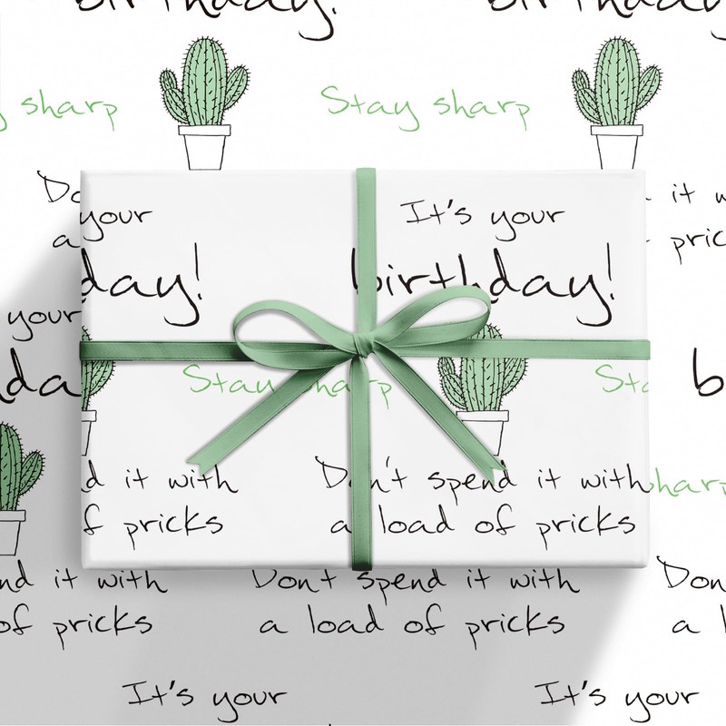 RUSPEPA Funny Birthday Wrapping Paper Roll for Women Men, Mini