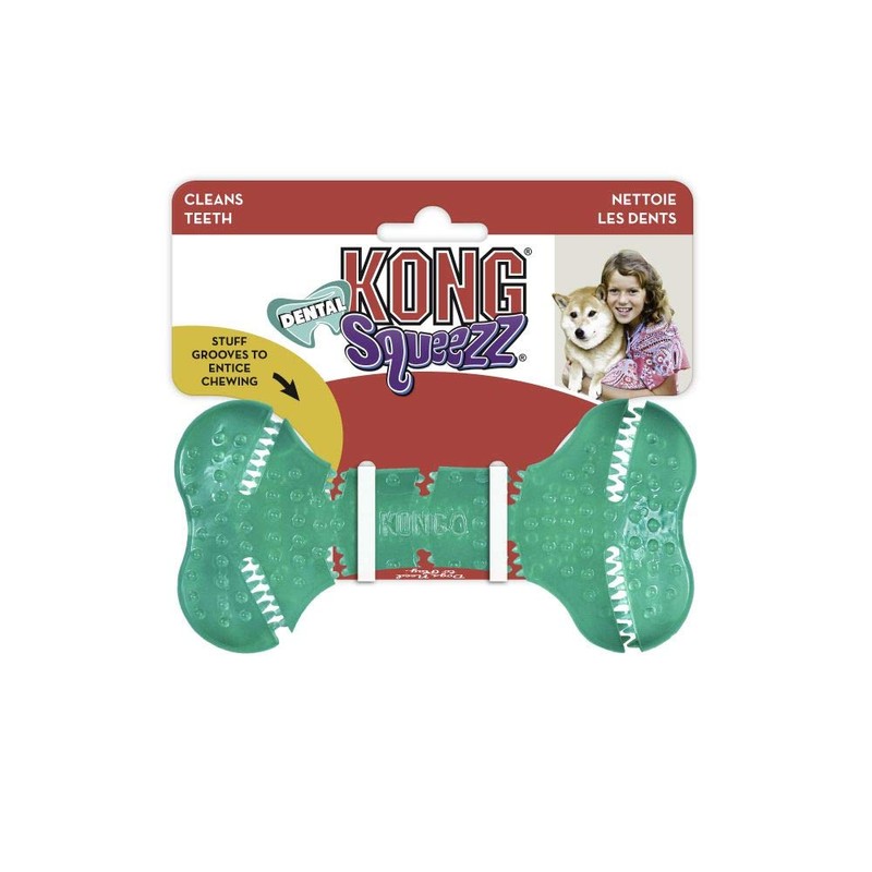 KONG - Squeezz Dental Bone - Unique Flexible Texture, Teeth