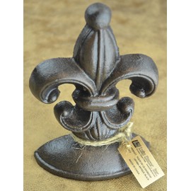 Lulu Decor, Cast Iron Fleur De Lis Door Stop, 2 Lbs, Antique White Door Stopper (Set of 2)