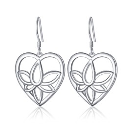 Hypoallergenic Dangle Earrings for Women 925 Sterling Silver Boho Bohemian Drop Heart Earrings Hook Jewelry for Women Teens, Sterling Silver, Cubic Zirconia