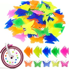 Canollo Pack of 26 Colourful Fish and Butterflies Bicycle Spokes Bicycle Accessories Children, Children's Bicycle Spoke Beads, Bicycle Accessories Spoke Clips, Children's Bicycle Decoration for Girls