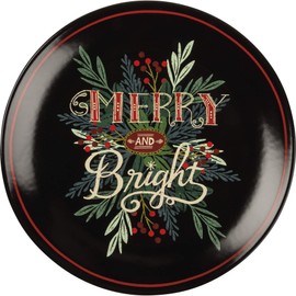 Primitives By Kathy 108259 Merry and Bright Plate, 12-inch Diameter, Multicolor, Stoneware