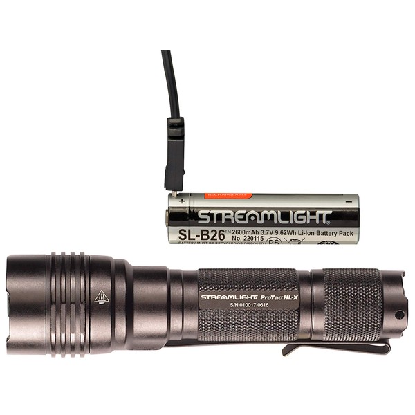 Streamlight 88084 ProTac HL-X 1000 Lumens Tactical Light Includes Rechargeable Battery, USB Cord, and Holster, Clamshell Packaging, Black