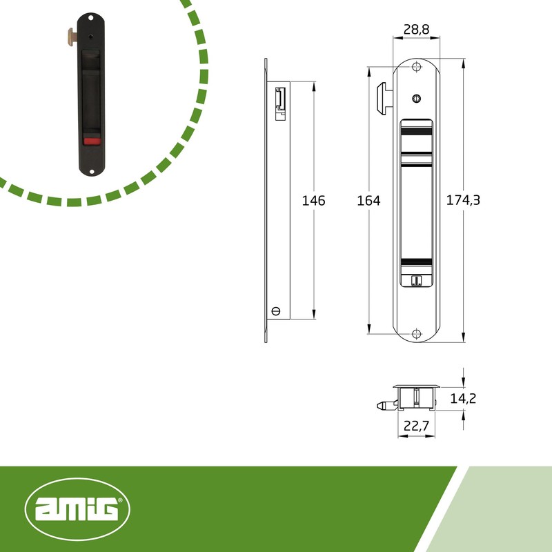 Amig Model 3800 22659 Mortice Lock for Window and Sliding