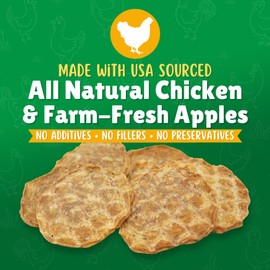 Chicken & Apple Chips Dog Treats – Made in USA, 100% Chicken Jerky, Grain-Free, High Protein, Single Ingredient, Crispy & Healthy Training Snacks for Dogs – 6 oz Jar